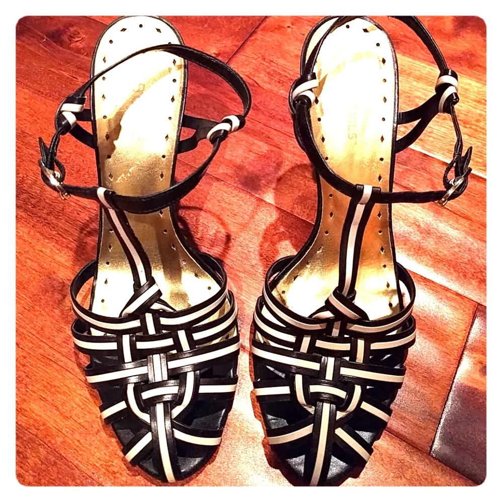 BCBGirls Black & White Strappy Heels
